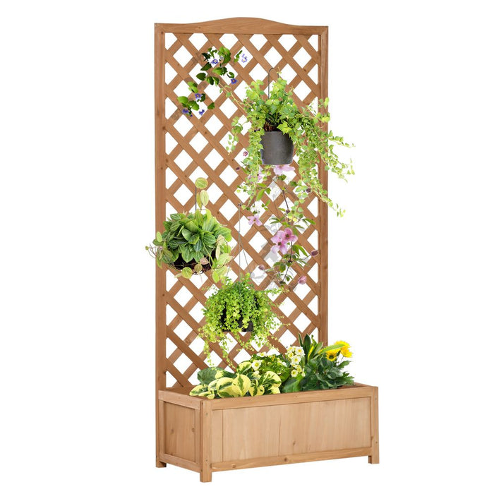 Premium 76x36x170cm Brown Wooden Planter Box with Trellis - High-Quality Garden Bed