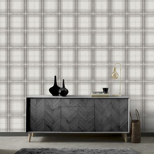 Woven Check Grey/White sw12 wallpaper