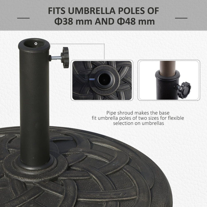 Decorative Umbrella Base for ?38mm and ?48mm Poles, Rust-Resistant Resin-Bronze Design