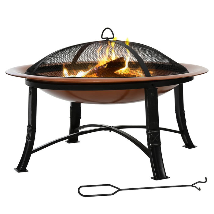 Premium Outdoor Fire Pit Bowl - Steel Construction with Spark Screen Cover - Perfect for Backyards