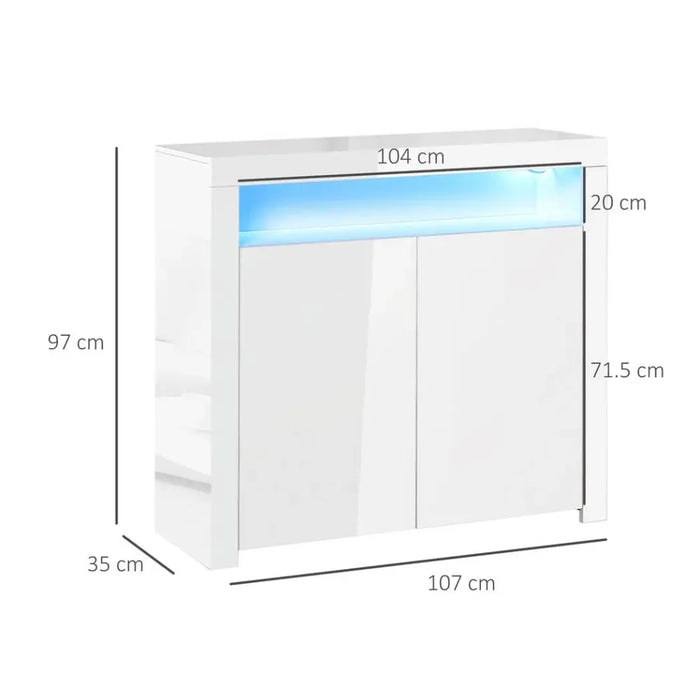 Modern LED Cabinet w/ RGB Lighting - High Gloss, White