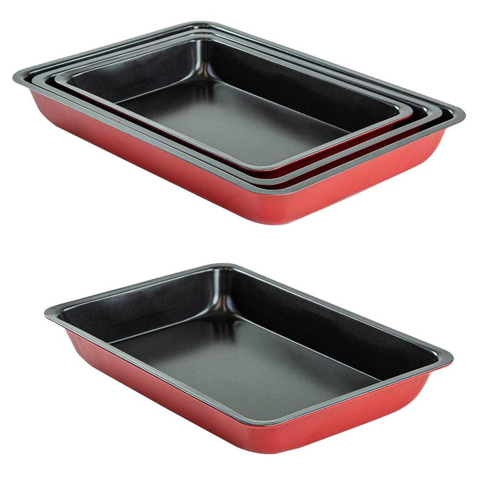 High Quality 3pc Non-Stick Baking Trays | Cook Multiple Ingredients | Micro-Oven, Freezer & Oven Safe | Fast & Easy Cleaning