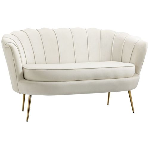 Sofa Chair 2 Seater Sofa Compact Cream, Gold Tone 130W x 77D x 77Hcm
