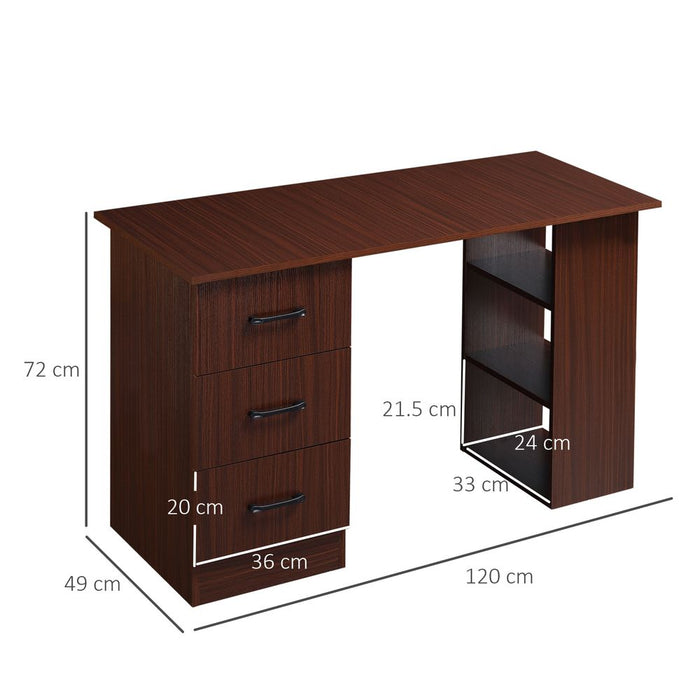 HOMCOM Computer Desk w/ Storage, Writing Table for Home Office, Brown