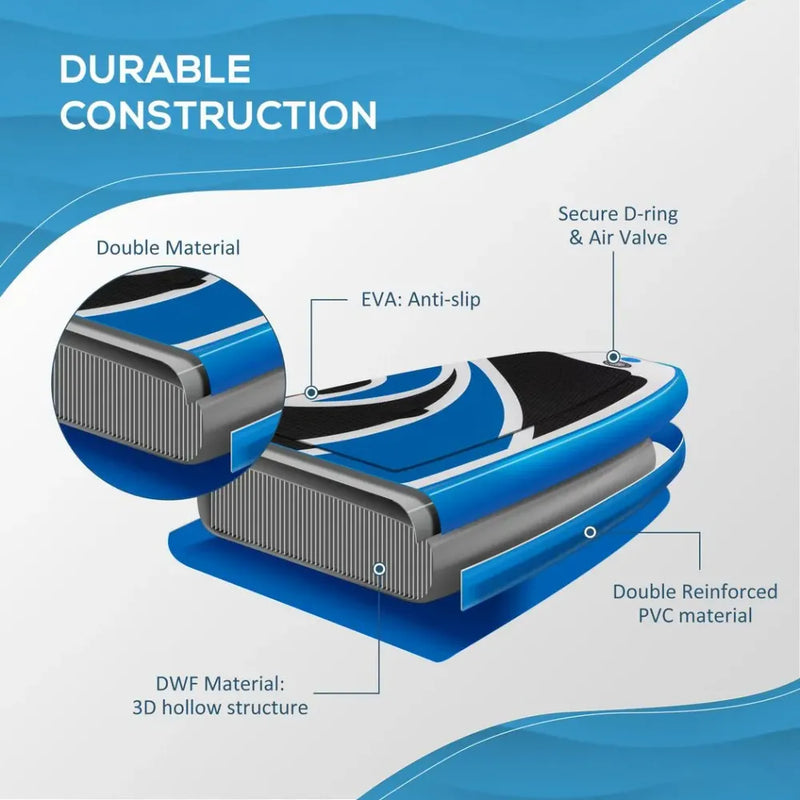 Ultimate 10ft Inflatable Paddle Board Kit, Non-Slip Deck, Adjustable Paddle - Perfect for Fishing, Surfing, and Yoga