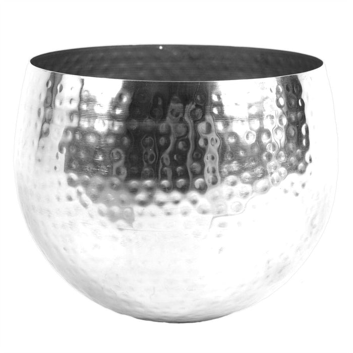 Premium Large Metal Planter 22x18cm | Hammered Silver | Straight Edge | Professional Quality