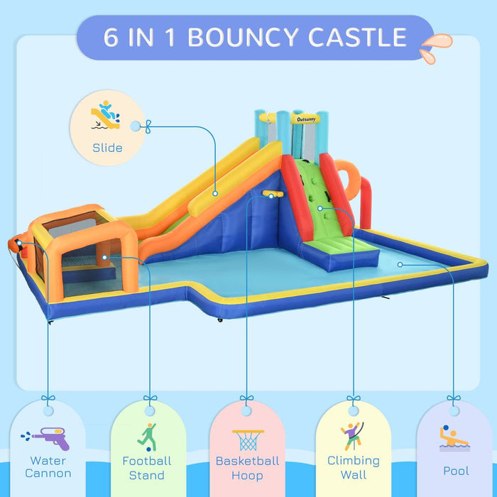 Outsunny Kids 6 in 1 Bouncy Castle with Blower, Carrying Bag for 3-8 Years