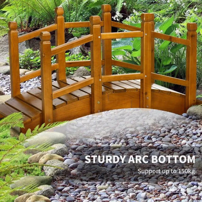 Premium Quality Arched Wooden Garden Bridge with Safety Rails - Perfect Decor for Pond, Creek, and Stream