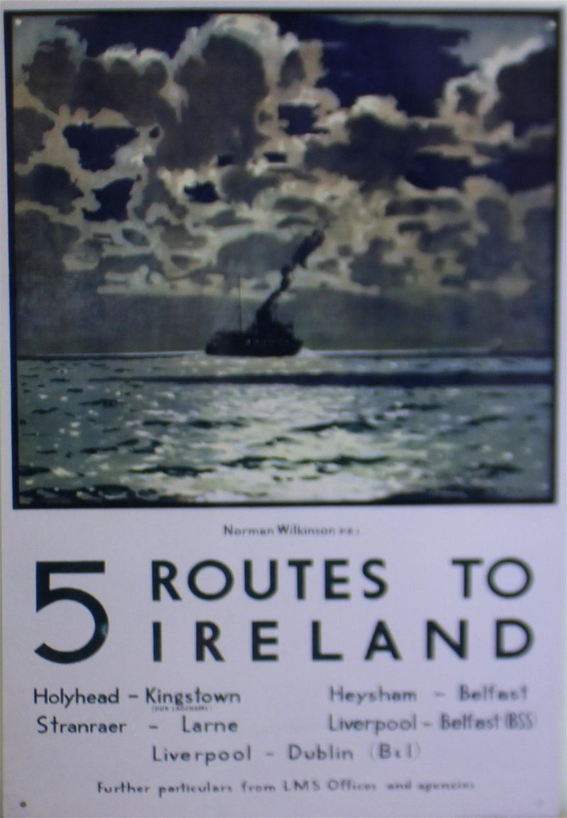 Vintage Metal Sign - Retro Art - Ferry Poster - Ireland Routes