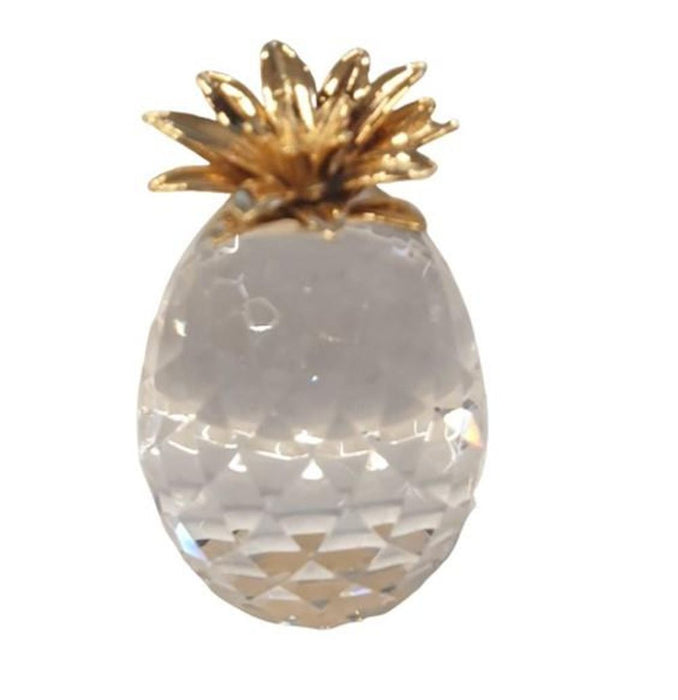Miniature Clock Crystal Pineapple with Goldtone Plated Solid Brass IMP510 - CLEARANCE NEEDS RE-BATTERY