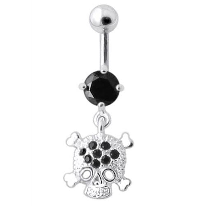 Jeweled Skull Navel Belly Ring