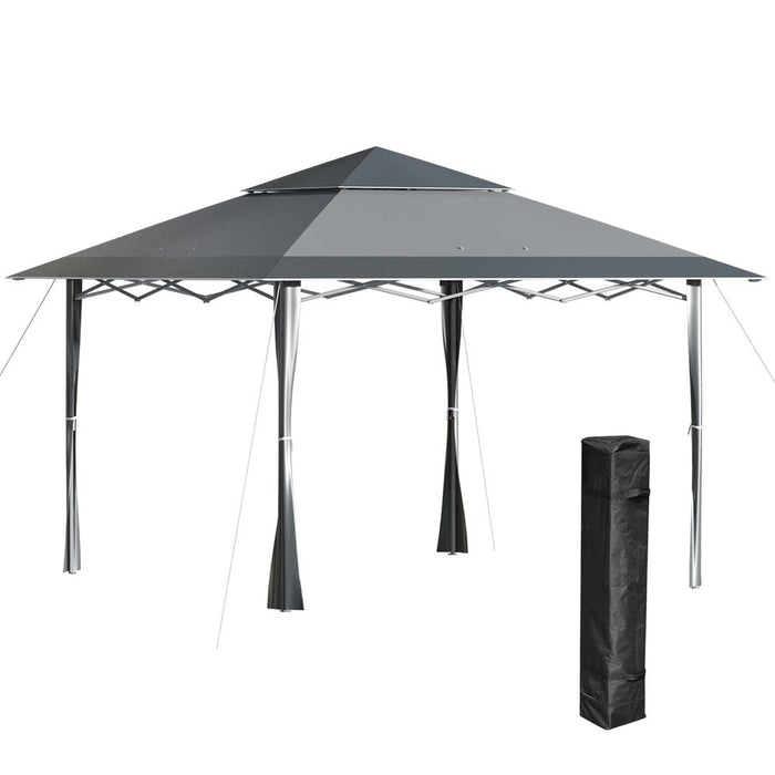 Premium Dark Grey Pop-Up Gazebo: Double Roof, Steel Frame, Roller Bag - Ideal for Outdoor Parties!