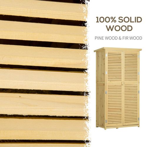 87 x 47 x 160cm Wooden Garden Storage Shed w/ Asphalt Roof, Natural