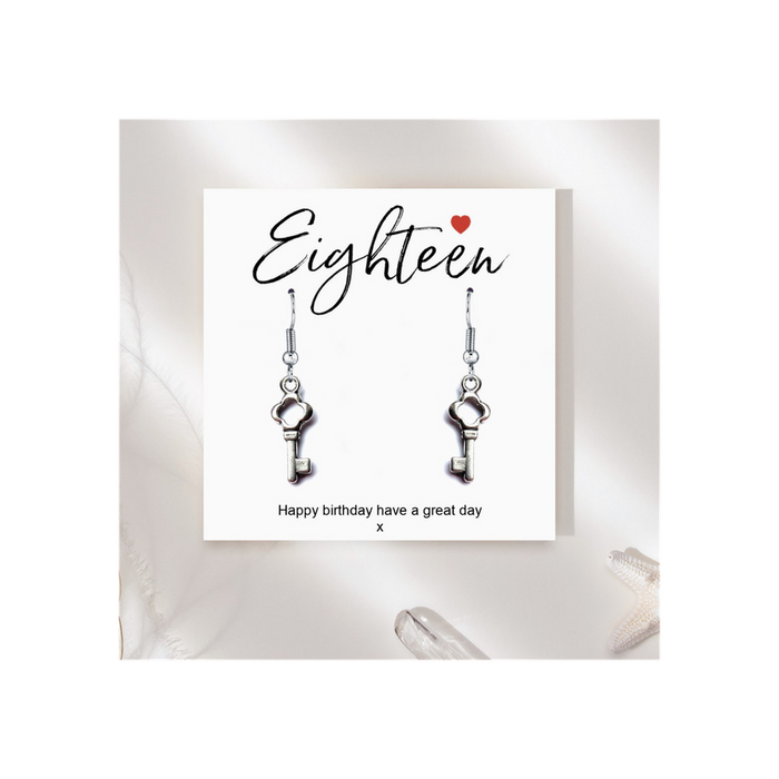 18th Birthday Silver Heart Earrings & Message Card