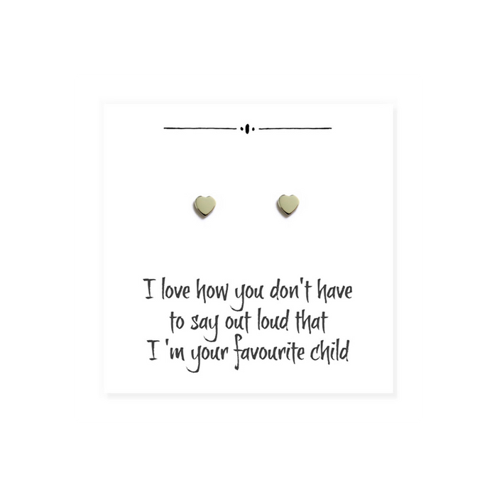 Sterling Silver Heart Stud Earrings | Funny Message Card for Mum