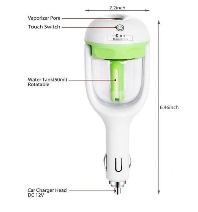 Aquarius Portable Car Humidifier & Aroma Diffuser - 25ml per Hour (Green)