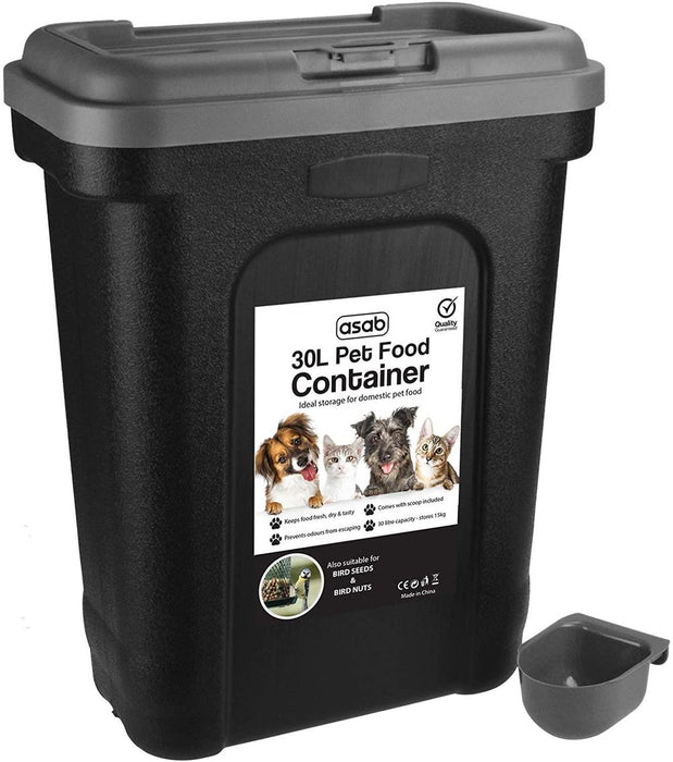 LARGE GREY Pet Food Storage & Scoop - Keep Your Pet's Food Fresh & Healthy - High-Quality & Durable - 15kg Capacity