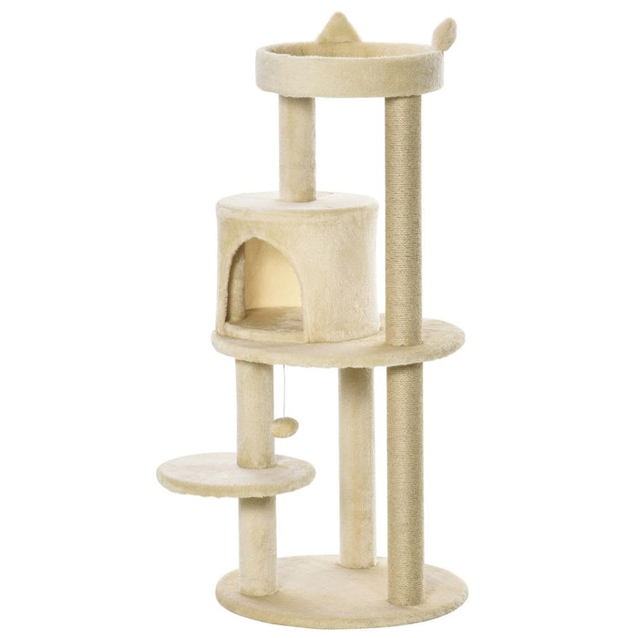 Deluxe 3-Tier Cat Activity Tree - Beige - Best Quality - Pawhut