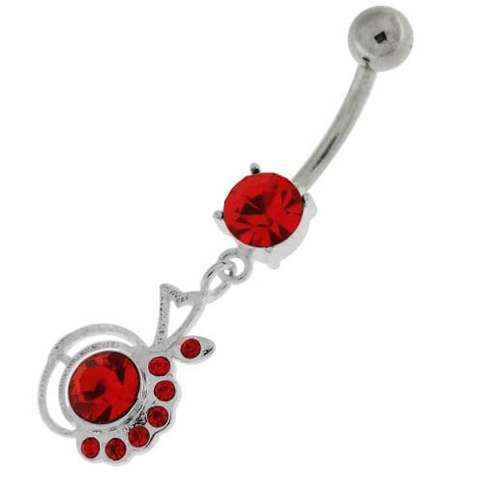 Half Jeweled Half Plain Navel Belly Button Ring