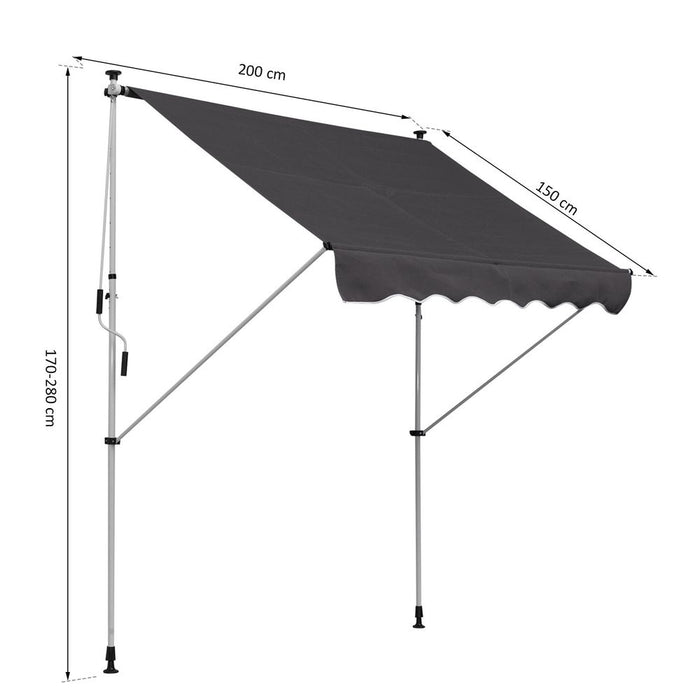 Adjustable Outdoor Aluminium Frame Awning - 2x1.5m, Weather-Resistant, Easy Installation