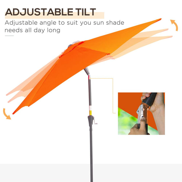 Patio Umbrella Parasol Sun Shade Garden Aluminium Orange 2.7M Outsunny