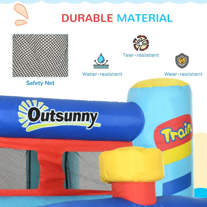 Outsunny 4 in 1 Kids Bouncy Castle Slide Pool Trampoline Climbing Wall Blower