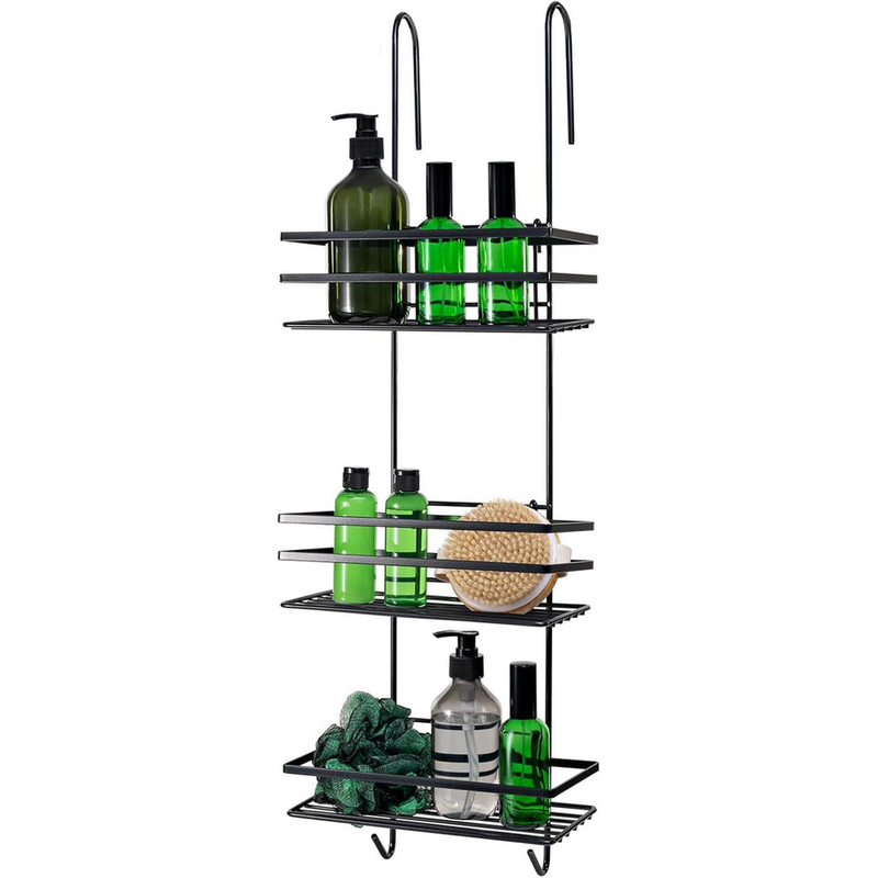 Premium 3-Tier Hanging Shower Caddy in Black - Rust-Proof, Waterproof, Easy to Fit - 2 Year Guarantee