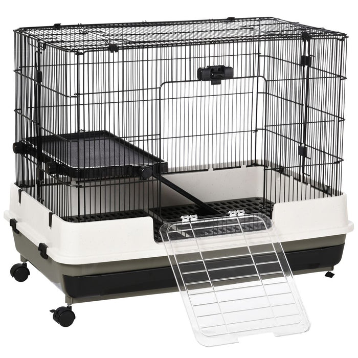 Premium Small Pet Cage: Metal Wire Top, Removable Tray, 4 Wheels