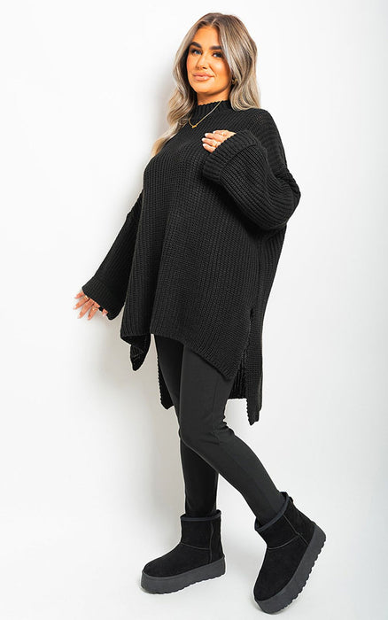 Cozy & Chic: High Neck Oversized Knit Jumper