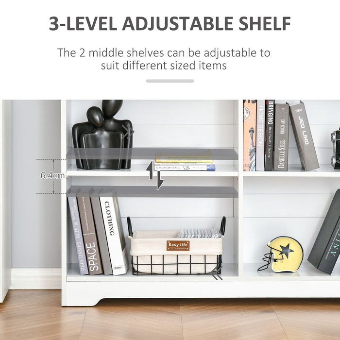 Simple Modern 4-Compartment Low Bookcase - Cube Display Office Shelf