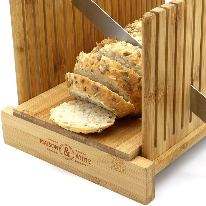 Bamboo Bread Slicer Guide With Crumb Catcher | M&W