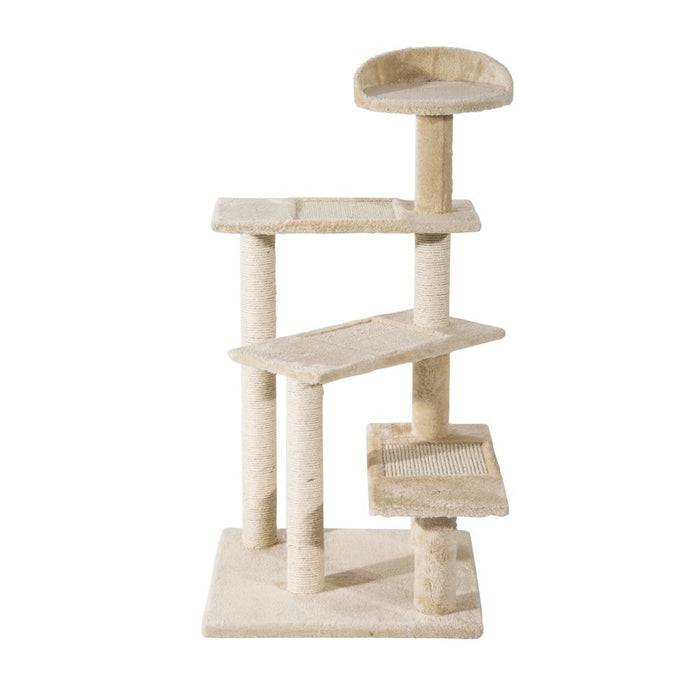 PawHut 100 cm Cat Tree for Indoor Cats Kitten Scratch Scratching Post Climbing Tower Activity Centre Beige