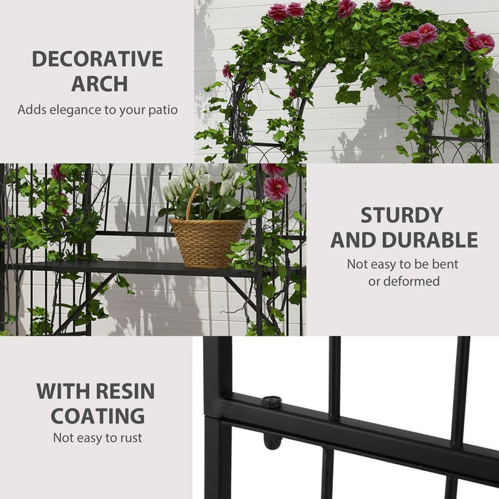 Garden Arch Bench Outdoor Patio Trellis Arbor Climbing Plant Antique Black