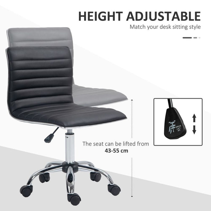 HOMCOM Armless Mid-Back Office Chair - 360 Swivel, Adjustable, High-Quality Black