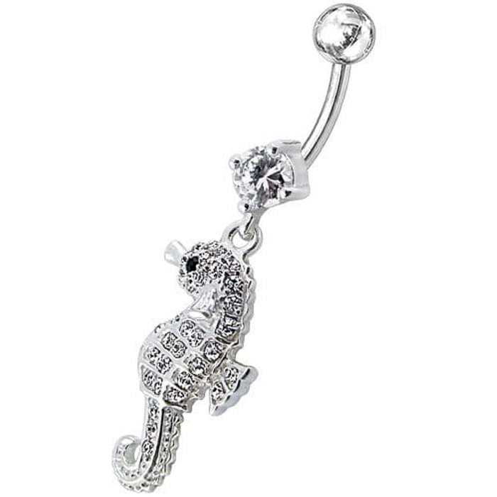 Jeweled Sea Horse Dangling Belly Ring