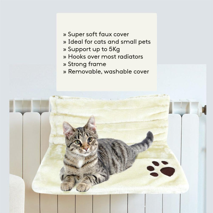 Cat Radiator Bed Classic White - Premium Luxury, Warm & Cozy, Sturdy Metal Frame - Easy Assembly & Washable Cover (5Kg)