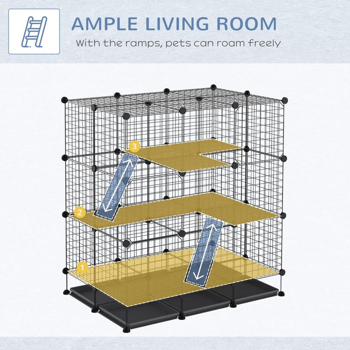 Adjustable 30Pc Pet Cage: Steel Bars & Doors + Trays - High Quality - Pawhut