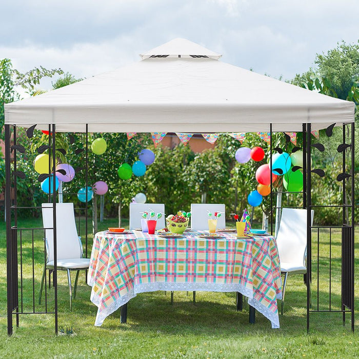 Outsunny 3x3 Cream Garden Gazebo - Vented Roof, Metal Frame, High Quality