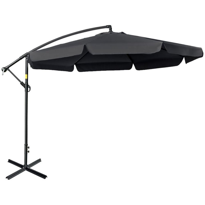 Premium 2.7m Garden Cantilever Parasol Sun Shade - Crank - High Quality - Black