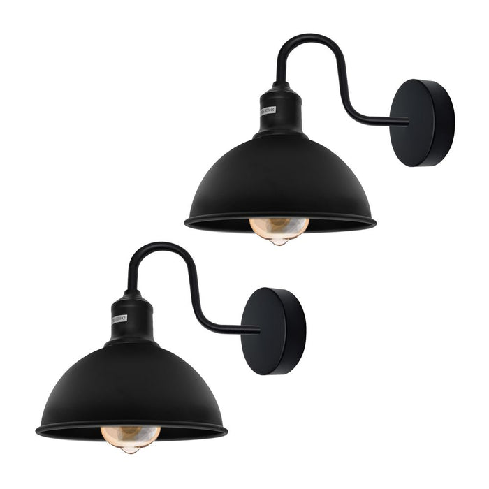 Modern Industrial Swan Neck Metal Arm E27 Sconce Wall Light Set Fixture for Living Room Dining Room Kitchen.