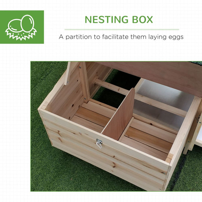 PawHut Chicken Coop Hen Poultry House with Nesting Box Outdoor Run Patio Wooden