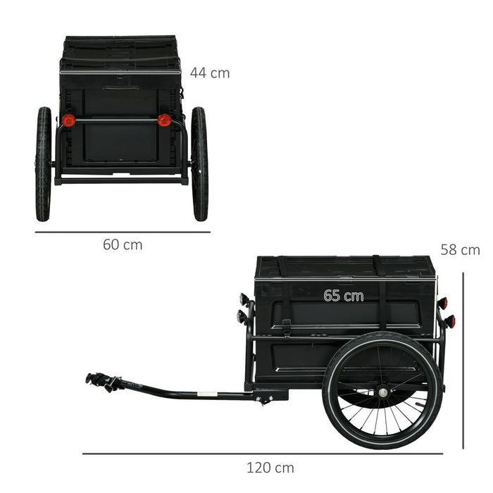 Premium HOMCOM Bike Trailer | 65L Storage | Pneumatic Tyres | Safety & Style Guaranteed!