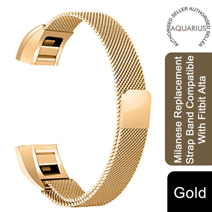 Aquarius Milanese Replacement Strap Band for Fitbit Alta - Gold. Stylish, durable, and compatible with Fitbit Alta smartwatches.