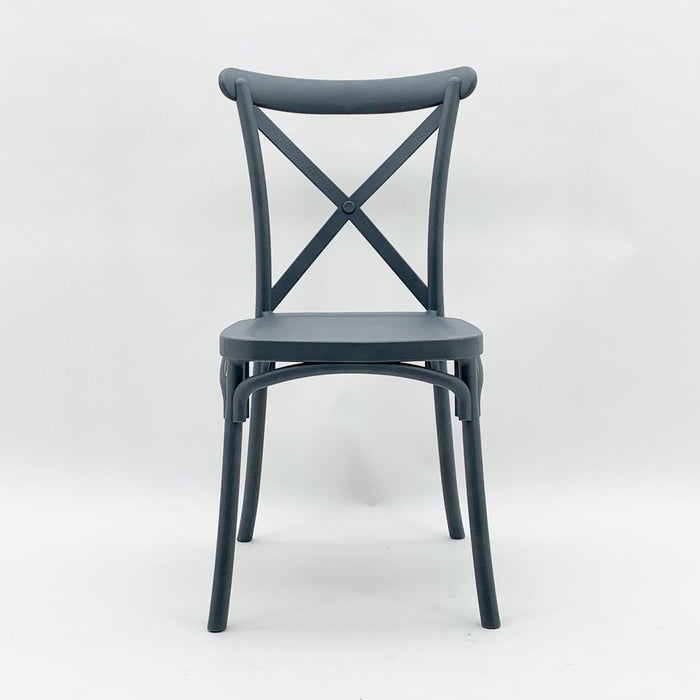 Premium Grey Plastic French Cross Back Chair