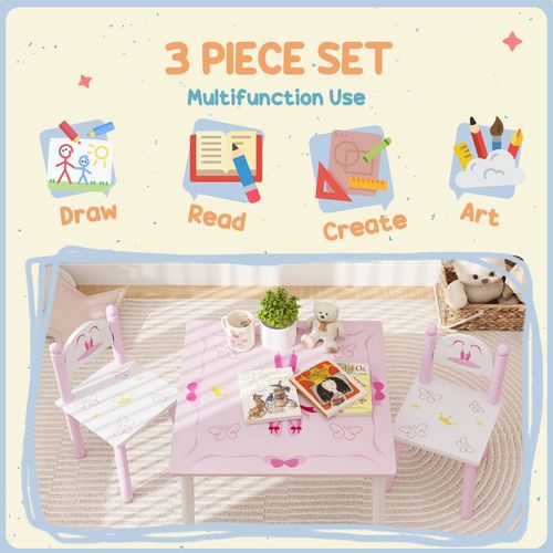 AIYAPLAY Princess Design Toddler Table and 2 Chairs Set, for Playroom