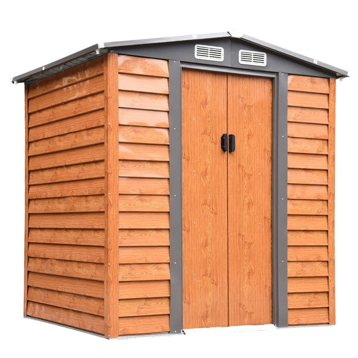 6x5ft Metal Garden Shed - Brown, 193Lx152Wx203Hcm - Tool Storage for Gardening - High Quality