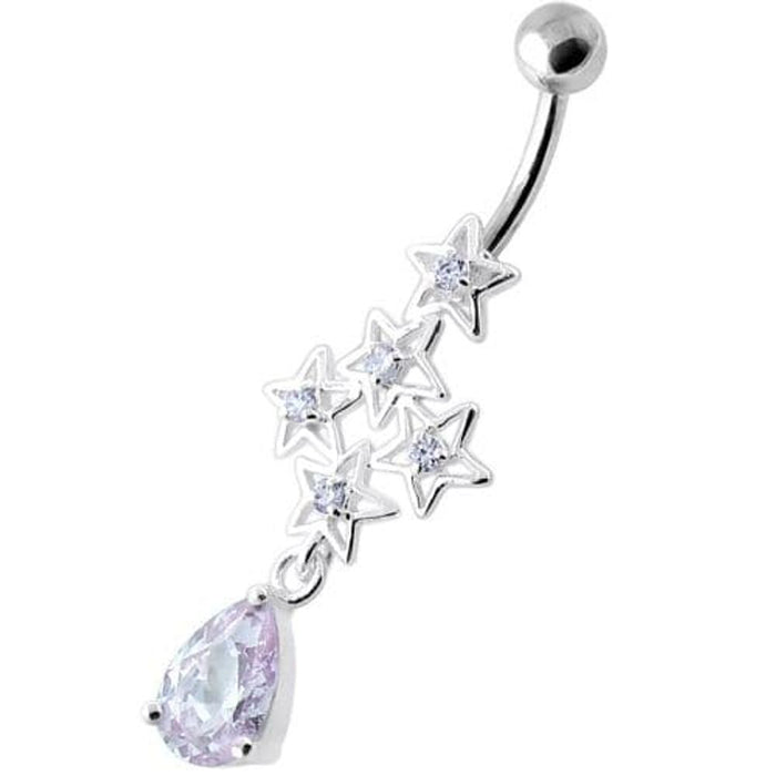 Multi Sparkling Jeweled Stars Navel Belly Ring