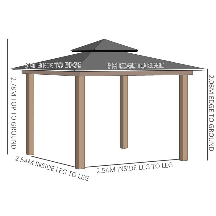 Premium 3x3m Polycarbonate Gazebo with Nettings & Curtains - Ideal for Parties & Outdoor Events