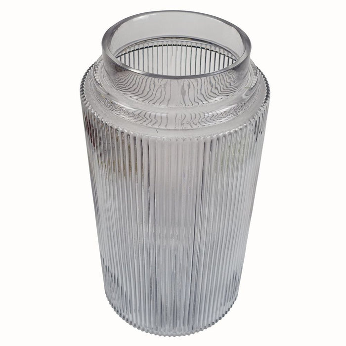 Premium 31cm Clear Ridged Glass Vase - High-Quality, Versatile & Elegant. Perfect for Real or Artificial Flowers. Hand-finished!