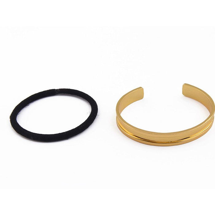 Aquarius Hair Elastic Holder Bracelet, Stainless Steel Gold - Elegant, High-Quality Hairband Accessory